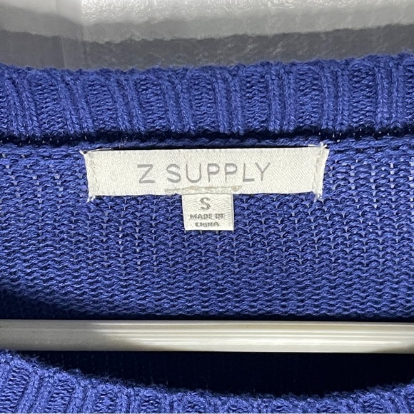 Z Supply Navy Blue Paris Cropped Sweater Size Small Oversized Pullover Baggy - Picture 3 of 7